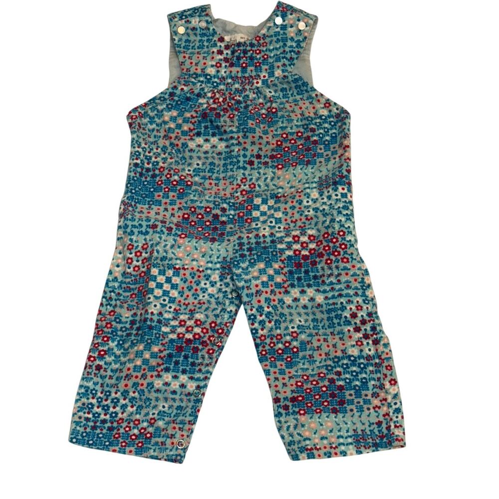 Vintage Kmart 24M Baby Girl Romper Floral Patchwork Corduroy Snap Crotch 90s